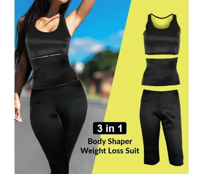 3 in 1 Body Shaper Weight Loss Suit, Black