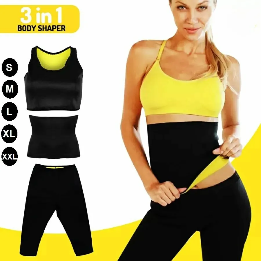 3 in 1 Body Shaper Weight Loss Suit, Black