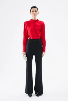 Amelia Fit and Flare Side Slit Twill Pants