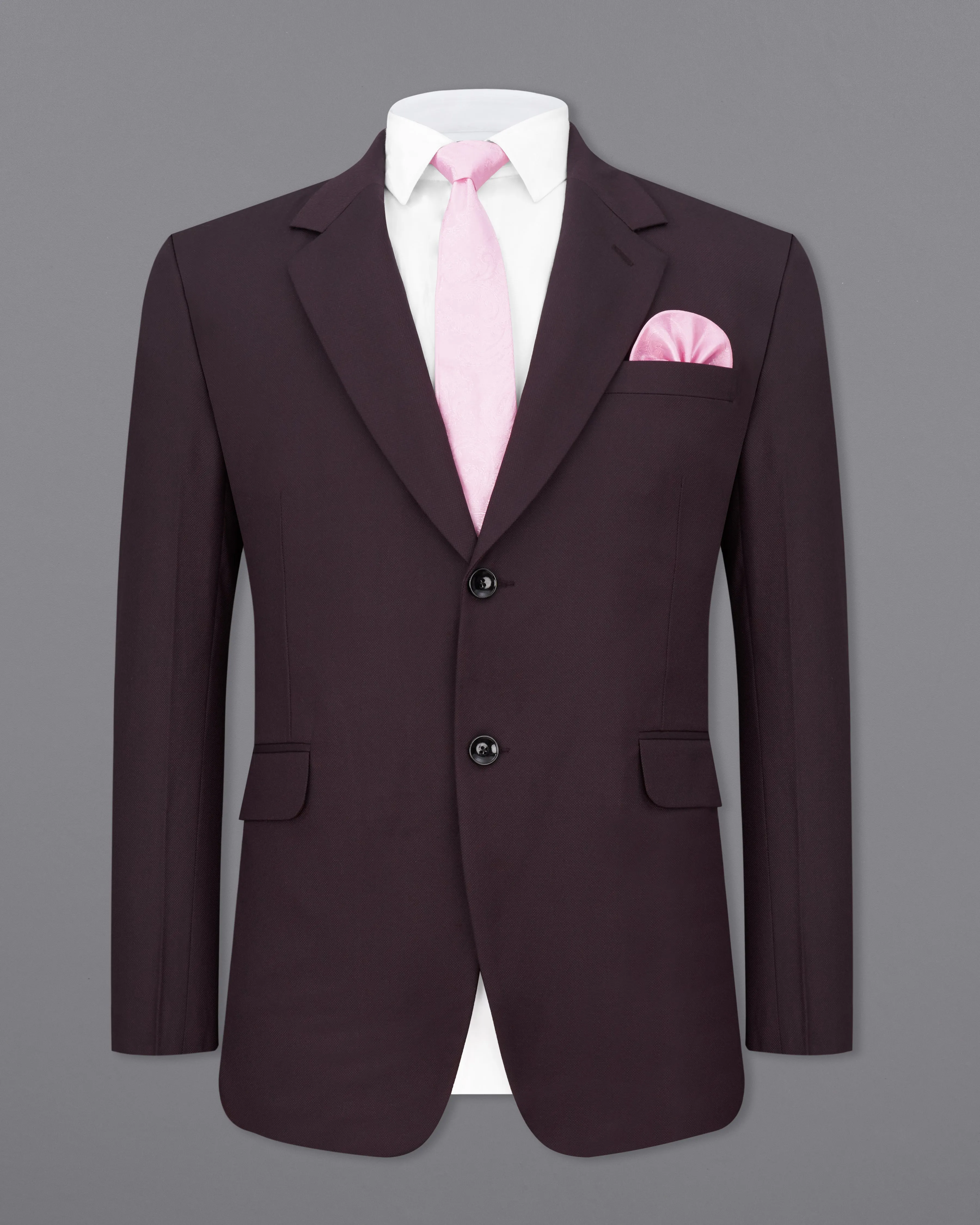 Aubergine Maroon Single Breasted Suit