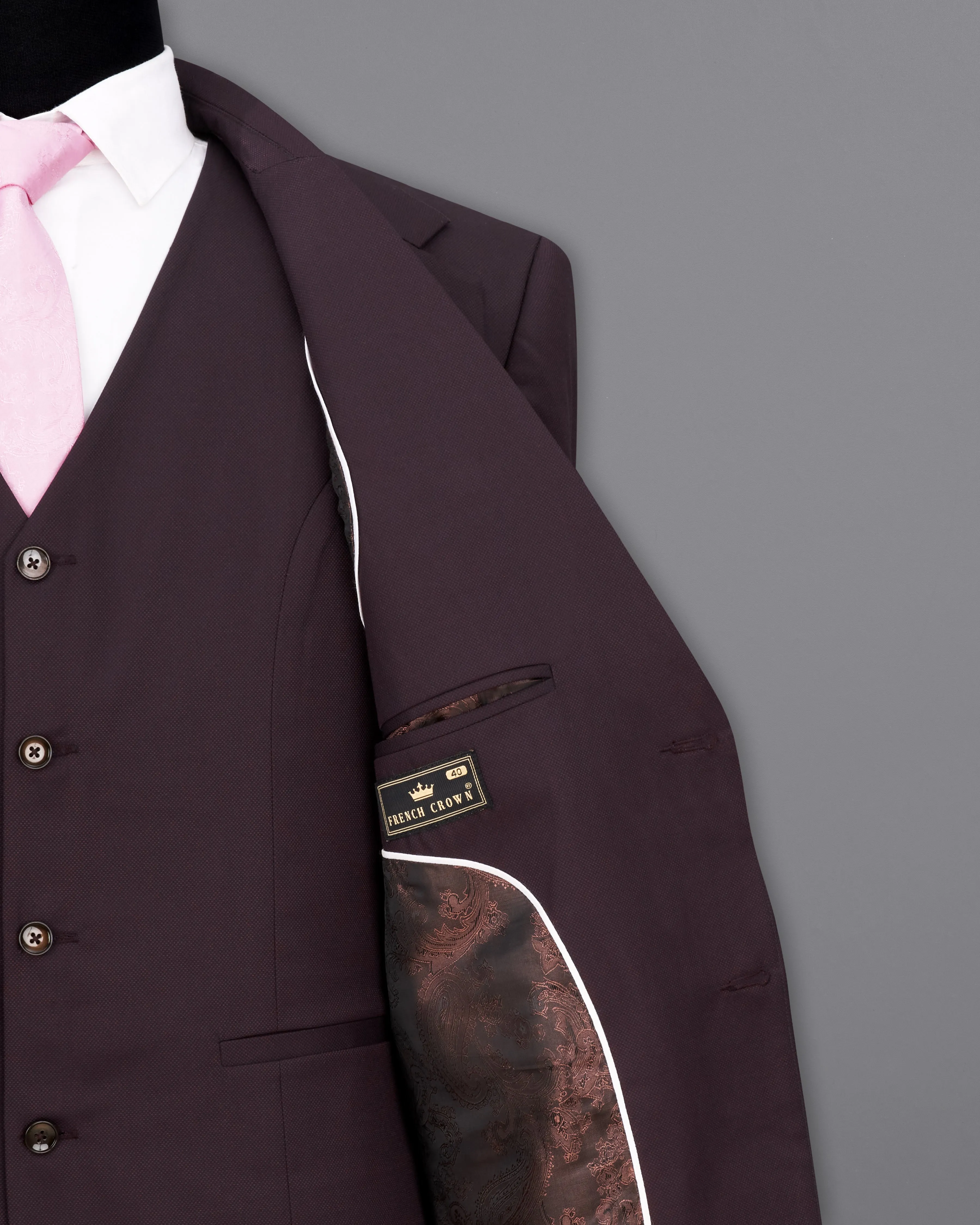 Aubergine Maroon Single Breasted Suit