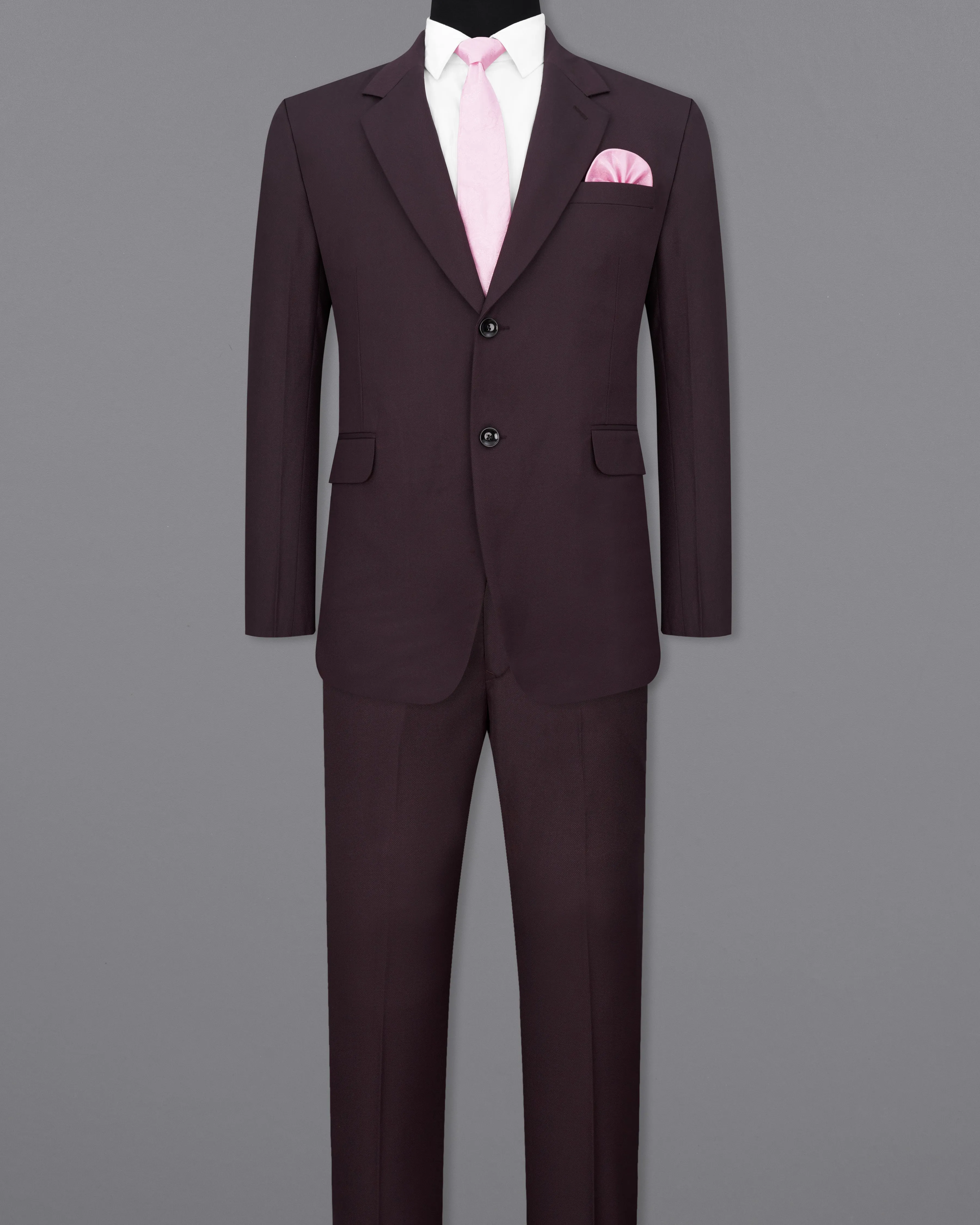 Aubergine Maroon Single Breasted Suit