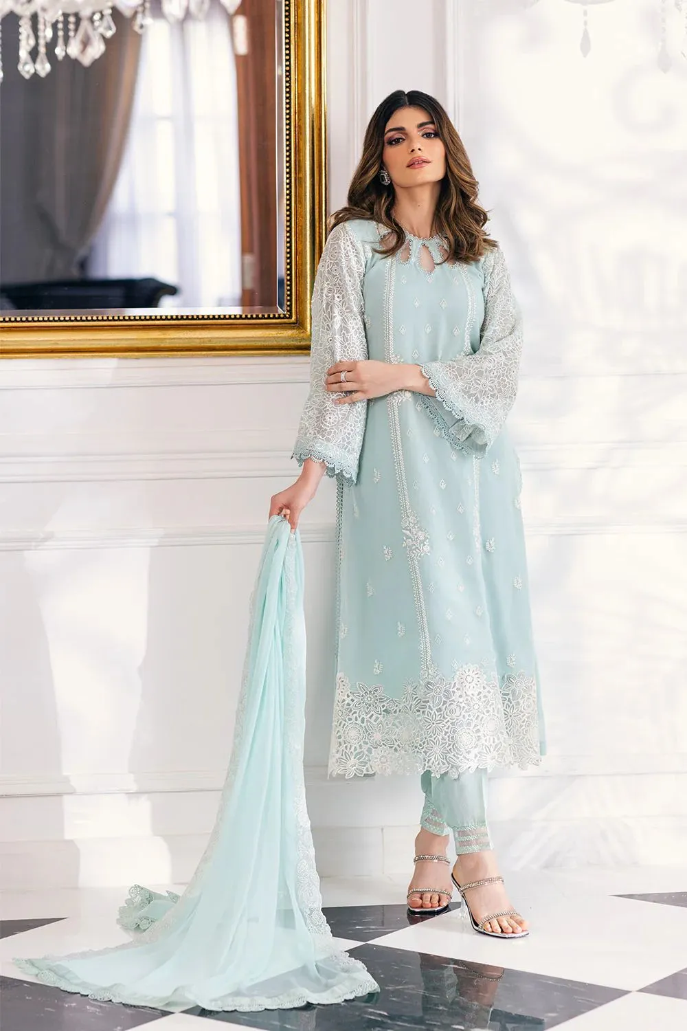 Azure Chiffon Suit