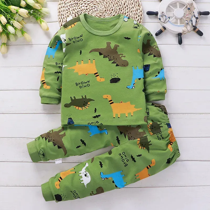 Baby Boys Cartoon Dinosaur Top Pants Sleepwear