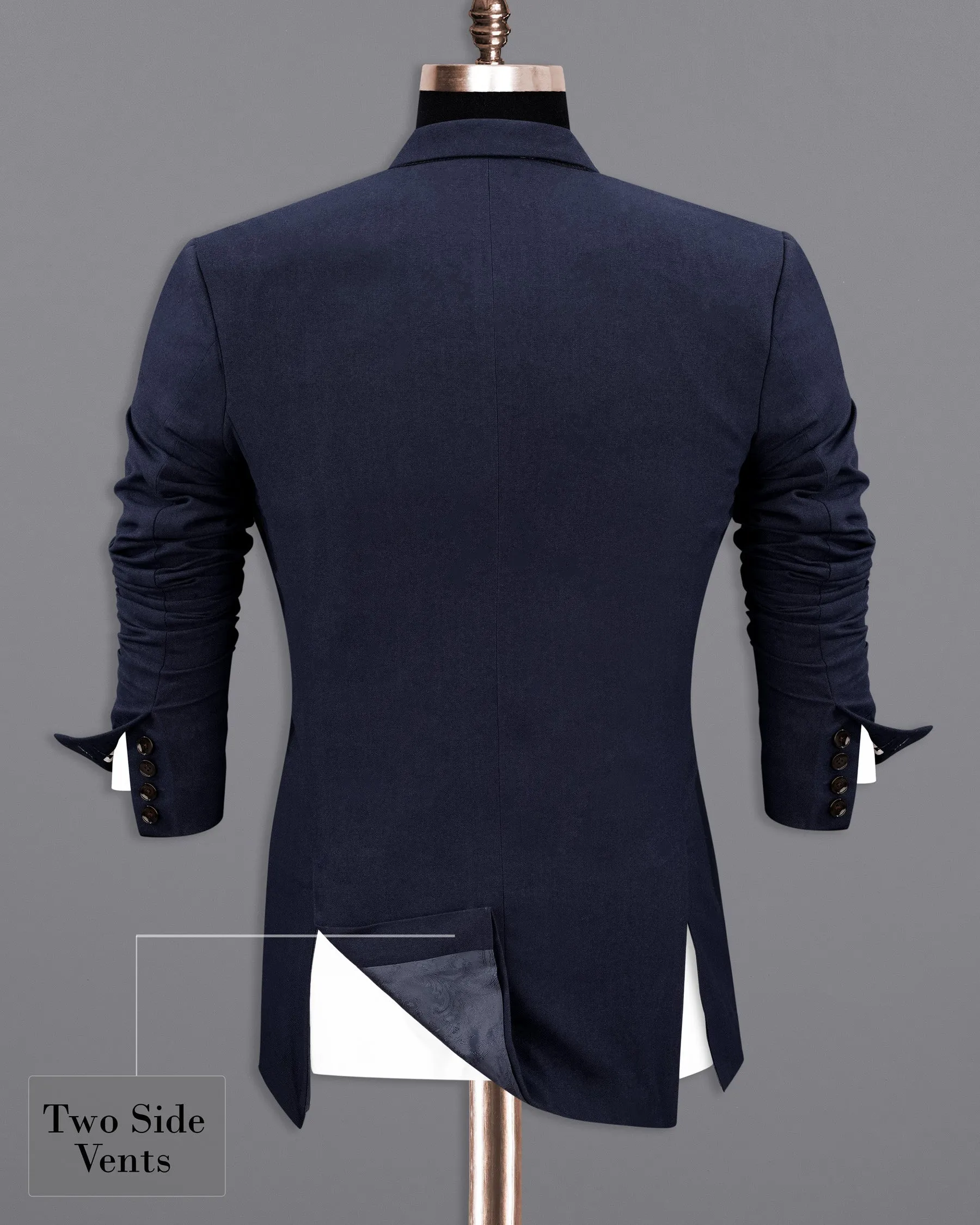 Baltic Navy Blue Wool Rich Double Breasted Sports Suit