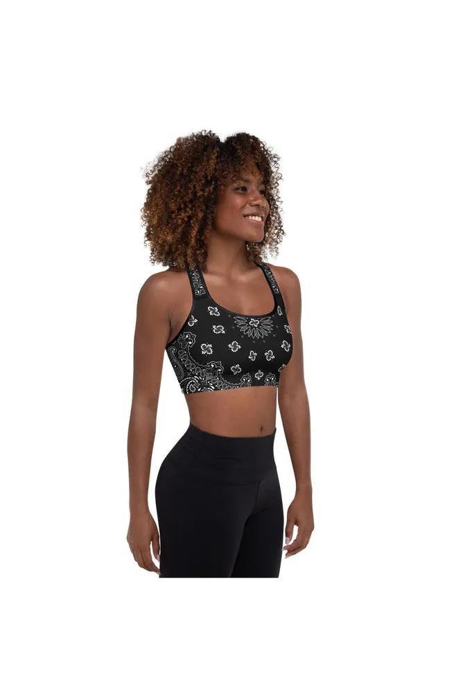 Classic Black Bandana Padded Sports Bra