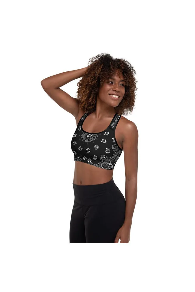 Classic Black Bandana Padded Sports Bra