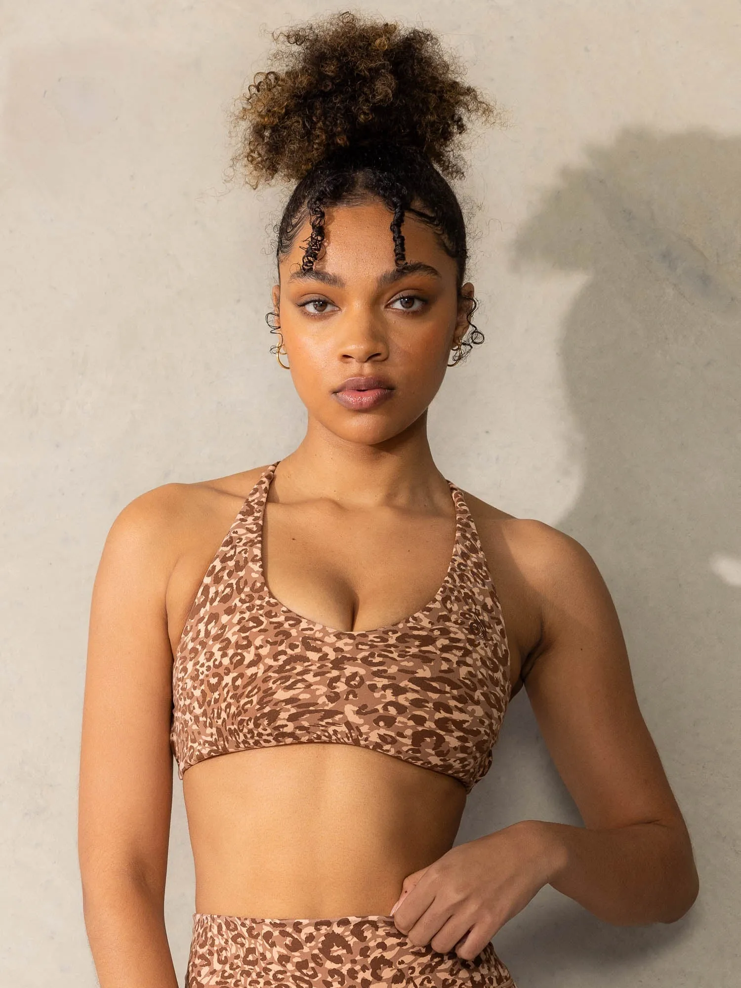 Empower Sports Crop - Mocha Leopard