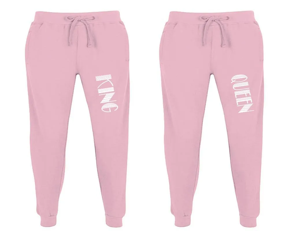 King Queen Couple Matching Jogger Pants,  Couple Designed Sweatpants