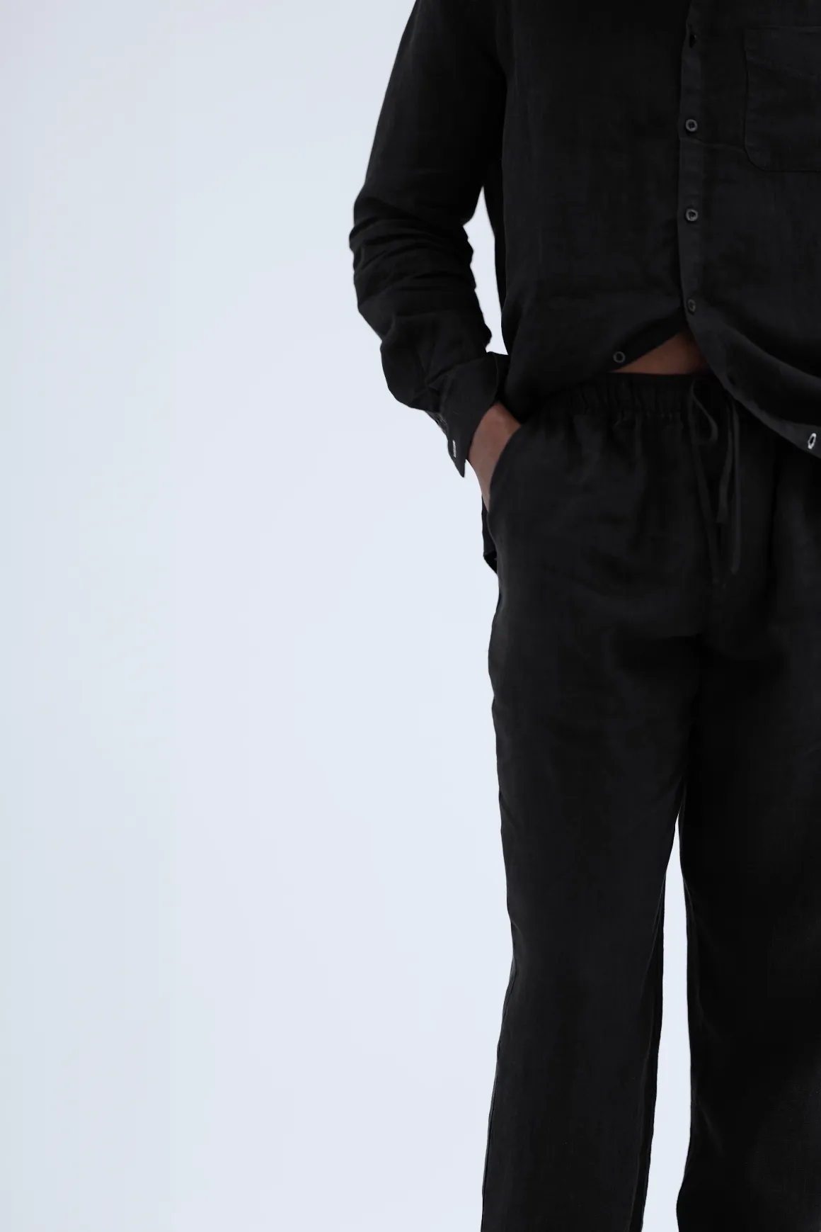 Mens Classic Linen Pants | Black