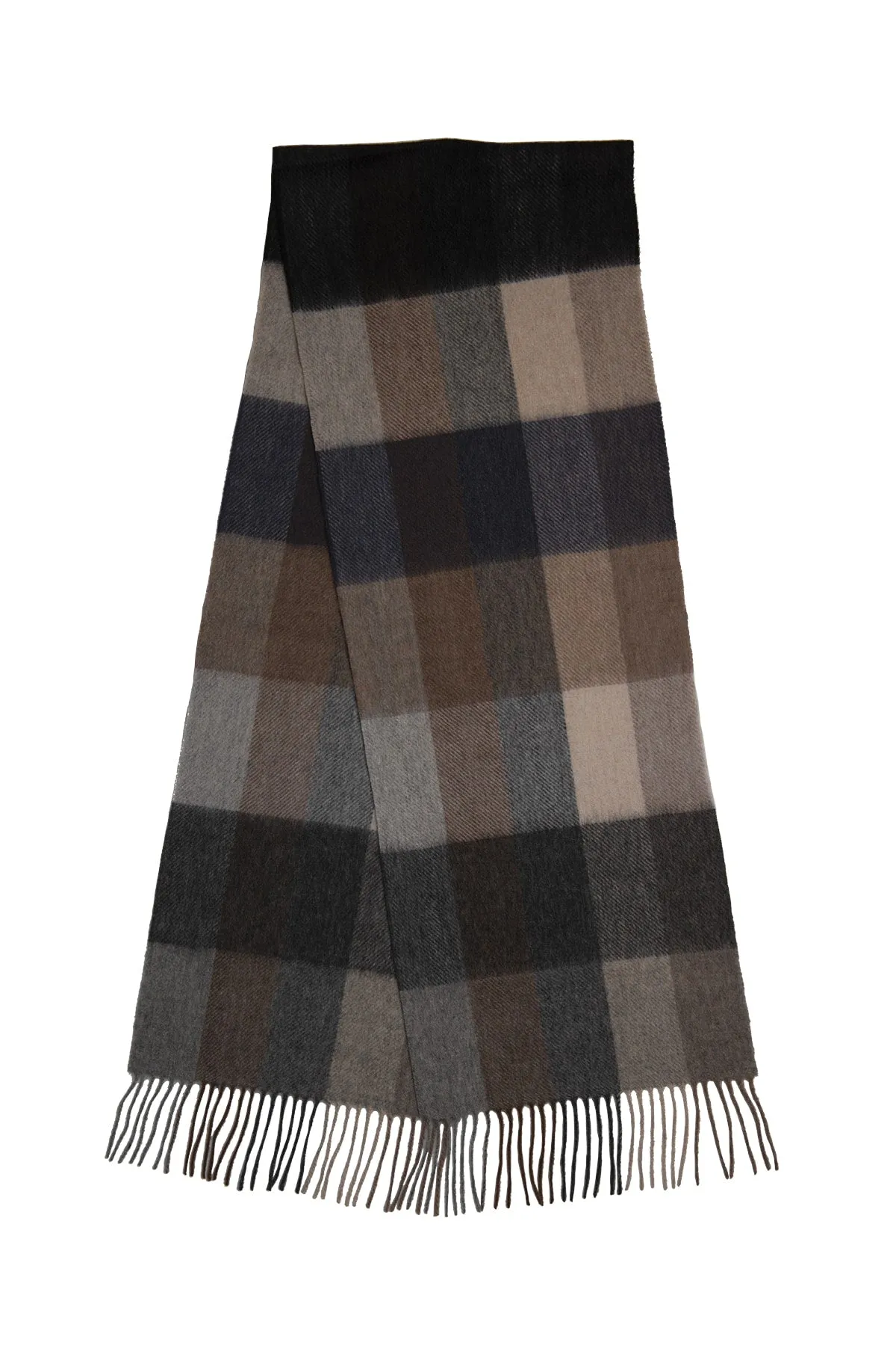 Woodbury Plaid Wool Scarf, Brown / Grey / Beige